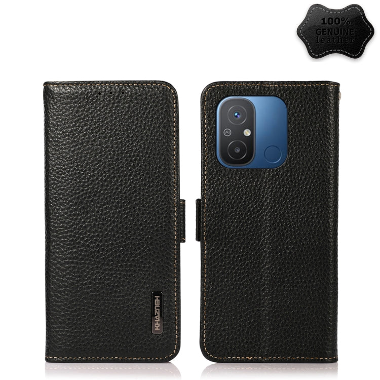 KHAZNEH Custodia per telefono RFID in vera pelle Litchi magnetica laterale, For OnePlus Ace 2 5G, For Realme GT Neo 5, For Xiaomi Redmi 12C/Redmi 11A 4G