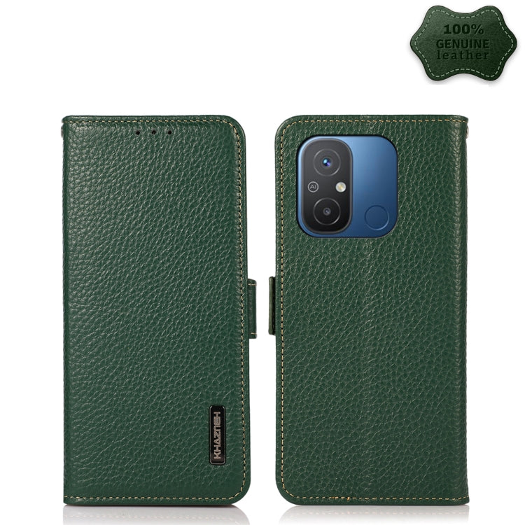 KHAZNEH Custodia per telefono RFID in vera pelle Litchi magnetica laterale, For OnePlus Ace 2 5G, For Realme GT Neo 5, For Xiaomi Redmi 12C/Redmi 11A 4G