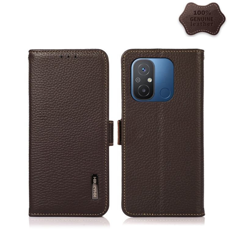 KHAZNEH Custodia per telefono RFID in vera pelle Litchi magnetica laterale, For OnePlus Ace 2 5G, For Realme GT Neo 5, For Xiaomi Redmi 12C/Redmi 11A 4G