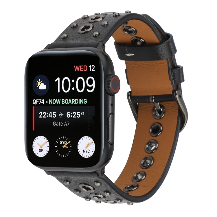 Cinturino per orologio in vera pelle con rivetto punk, For Apple Watch Series 7 41mm / 6 & SE & 5 & 4 40mm, For Apple Watch Ultra 49mm / Series 8&7 45mm / SE 2&6&SE&5&4 44mm