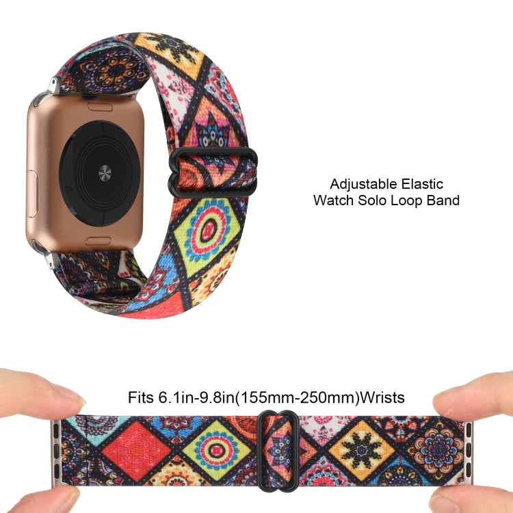 Cinturino elastico con fibbia in stile etnico, For Apple Watch Series 7 41mm / 6 & SE & 5 & 4 40mm, For Apple Watch Ultra 49mm / Series 8&7 45mm / SE 2&6&SE&5&4 44mm