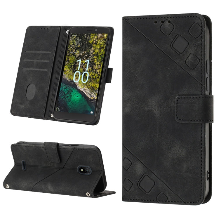 Custodia per telefono in pelle goffrata effetto pelle, For Nokia C31, For Nokia C100, For Nokia C200, For Nokia G21 / G11