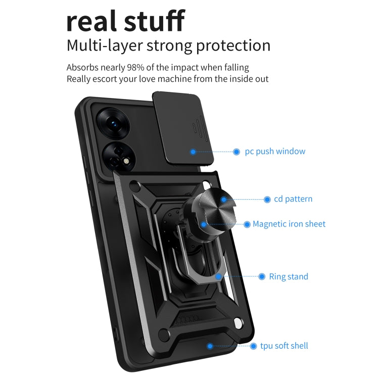Custodia per telefono con design a copertura della fotocamera scorrevole, For OPPO Reno8 T 4G, For Tecno Camon 18 / 18 P, For Tecno Pova 4