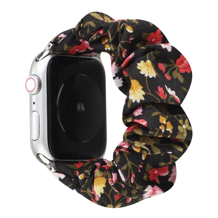 Cinturino per anello per capelli in stoffa con motivo a fiori scozzesi, For Apple Watch Series 8&7 41mm / SE 2&6&SE&5&4 40mm / 3&2&1 38mm, For Apple Watch Ultra 49mm / Series 8&7 45mm / SE 2&6&SE&5&4 44mm / 3&2&1 42mm                                   ...