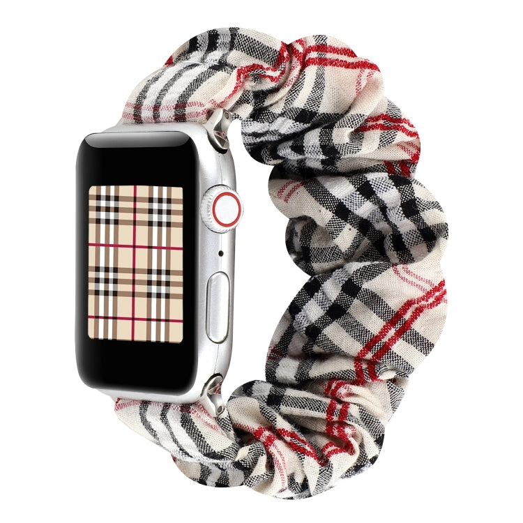 Cinturino per anello per capelli in stoffa con motivo a fiori scozzesi, For Apple Watch Series 8&7 41mm / SE 2&6&SE&5&4 40mm / 3&2&1 38mm, For Apple Watch Ultra 49mm / Series 8&7 45mm / SE 2&6&SE&5&4 44mm / 3&2&1 42mm                                   ...