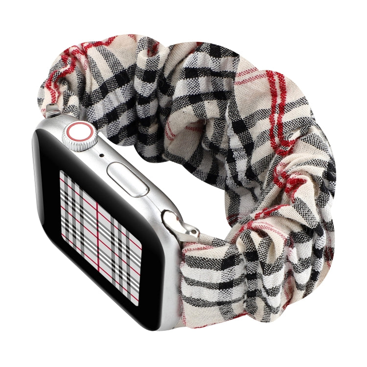 Cinturino per anello per capelli in stoffa con motivo a fiori scozzesi, For Apple Watch Series 8&7 41mm / SE 2&6&SE&5&4 40mm / 3&2&1 38mm, For Apple Watch Ultra 49mm / Series 8&7 45mm / SE 2&6&SE&5&4 44mm / 3&2&1 42mm                                   ...