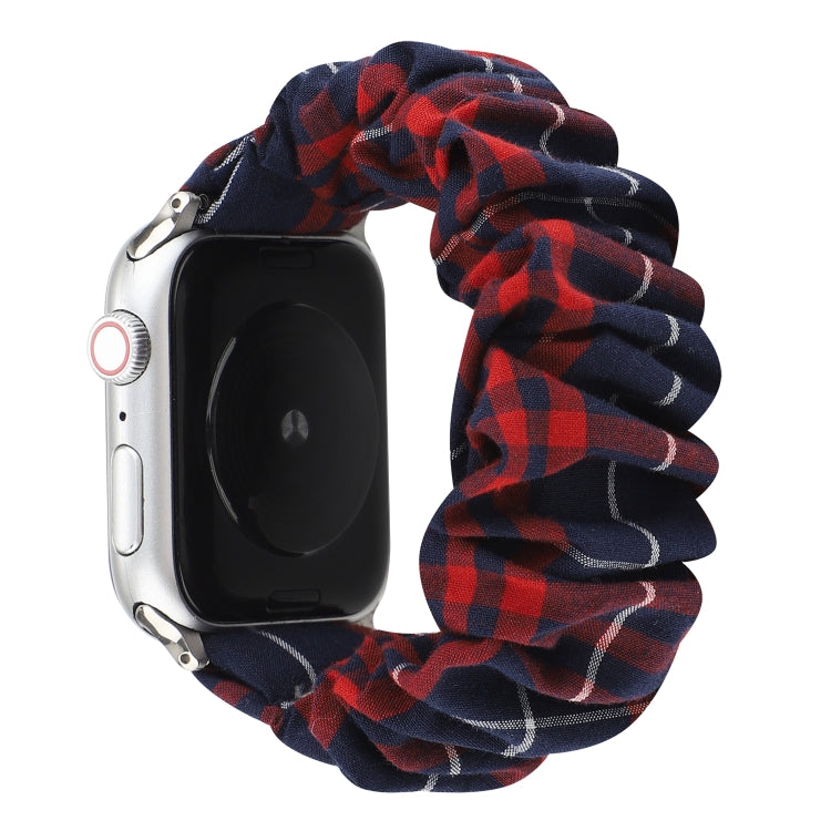 Cinturino per anello per capelli in stoffa con motivo a fiori scozzesi, For Apple Watch Series 8&7 41mm / SE 2&6&SE&5&4 40mm / 3&2&1 38mm, For Apple Watch Ultra 49mm / Series 8&7 45mm / SE 2&6&SE&5&4 44mm / 3&2&1 42mm                                   ...