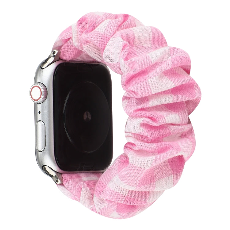 Panno con motivo scozzese + cinturino con anello per capelli in acciaio inossidabile, For Apple Watch Series 7 41mm / 6 & SE & 5 & 4 40mm / 3 & 2 & 1 38mm, For Apple Watch Series 7 45mm / 6 & SE & 5 & 4 44mm / 3 & 2 & 1 42mm                            ...