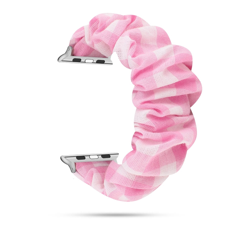Panno con motivo scozzese + cinturino con anello per capelli in acciaio inossidabile, For Apple Watch Series 7 41mm / 6 & SE & 5 & 4 40mm / 3 & 2 & 1 38mm, For Apple Watch Series 7 45mm / 6 & SE & 5 & 4 44mm / 3 & 2 & 1 42mm                            ...