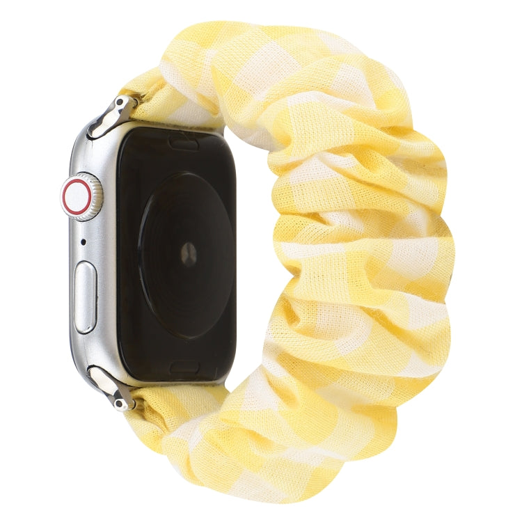 Panno con motivo scozzese + cinturino con anello per capelli in acciaio inossidabile, For Apple Watch Series 7 41mm / 6 & SE & 5 & 4 40mm / 3 & 2 & 1 38mm, For Apple Watch Series 7 45mm / 6 & SE & 5 & 4 44mm / 3 & 2 & 1 42mm                            ...