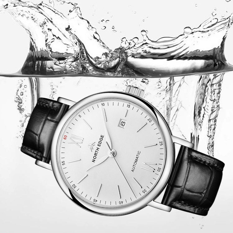 NORTH EDGE AMOY Orologio da uomo d'affari multifunzionale Orologio meccanico in pelle impermeabile