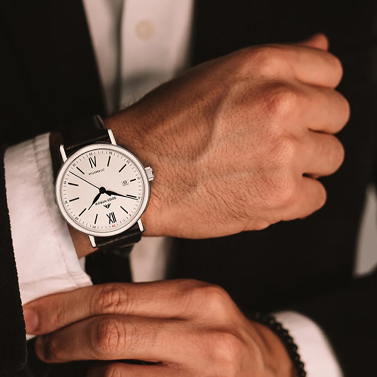 NORTH EDGE AMOY Orologio da uomo d'affari multifunzionale Orologio meccanico in pelle impermeabile
