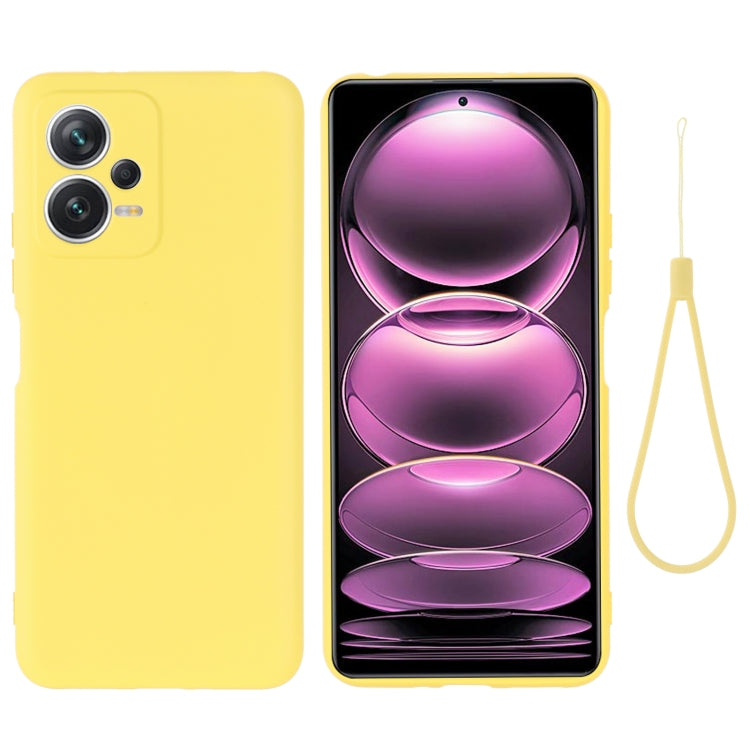 Custodia per telefono a copertura totale antiurto in silicone liquido di colore puro, For Xiaomi Redmi Note 12 5G India / Poco X5