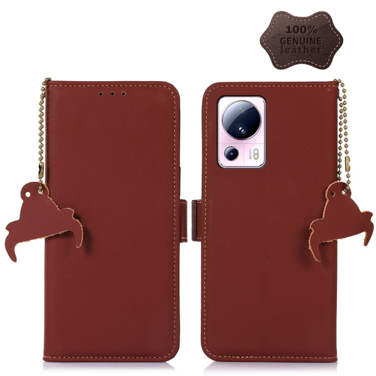 Custodia per telefono in pelle magnetica RFID in vera pelle, For Xiaomi 13 Lite / Civi 2