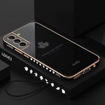 Cassa del telefono del silicone della foglia d'acero di placcatura 9D con la cinghia, For Samsung Galaxy S23 5G, For Samsung Galaxy S23+ 5G, For Samsung Galaxy S23 Ultra 5G, For Samsung Galaxy S22 5G, For Samsung Galaxy S22+ 5G                         ...