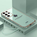 Cassa del telefono del silicone della foglia d'acero di placcatura 9D con la cinghia, For Samsung Galaxy S23 5G, For Samsung Galaxy S23+ 5G, For Samsung Galaxy S23 Ultra 5G, For Samsung Galaxy S22 5G, For Samsung Galaxy S22+ 5G                         ...