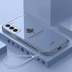 Cassa del telefono del silicone della foglia d'acero di placcatura 9D con la cinghia, For Samsung Galaxy S23 5G, For Samsung Galaxy S23+ 5G, For Samsung Galaxy S23 Ultra 5G, For Samsung Galaxy S22 5G, For Samsung Galaxy S22+ 5G                         ...