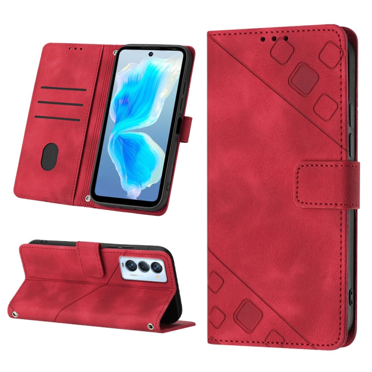 Custodia per telefono in pelle goffrata effetto pelle, For Tecno Camon 18 / 18 P, For Tecno Camon 18 Premier, For Tecno Camon 19, For Tecno Camon 19 Neo