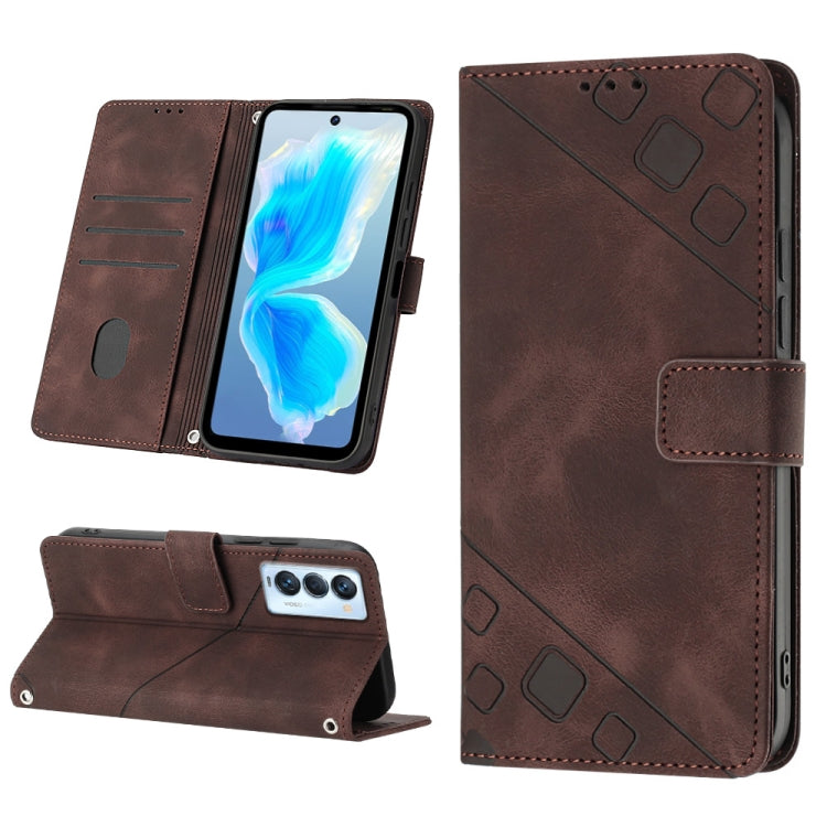 Custodia per telefono in pelle goffrata effetto pelle, For Tecno Camon 18 / 18 P, For Tecno Camon 18 Premier, For Tecno Camon 19, For Tecno Camon 19 Neo