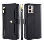 Custodia per telefono in pelle con portafoglio con cerniera a tracolla, For Motorola Moto G53 5G/G13 4G/G23 4G, For Motorola Moto G73 5G, For OPPO Reno8 T 5G/A1 Pro 5G, For Kyocera Android One S10