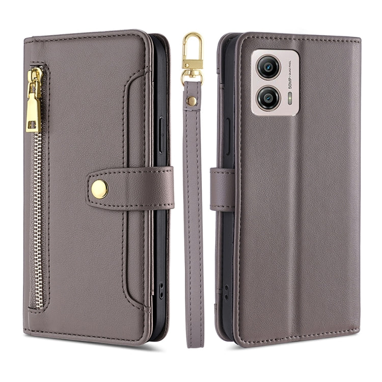 Custodia per telefono in pelle con portafoglio con cerniera a tracolla, For Motorola Moto G53 5G/G13 4G/G23 4G, For Motorola Moto G73 5G, For OPPO Reno8 T 5G/A1 Pro 5G, For Kyocera Android One S10