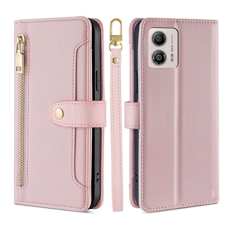 Custodia per telefono in pelle con portafoglio con cerniera a tracolla, For Motorola Moto G53 5G/G13 4G/G23 4G, For Motorola Moto G73 5G, For OPPO Reno8 T 5G/A1 Pro 5G, For Kyocera Android One S10