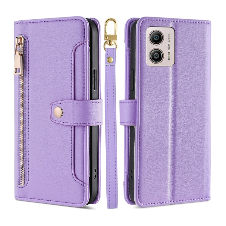 Custodia per telefono in pelle con portafoglio con cerniera a tracolla, For Motorola Moto G53 5G/G13 4G/G23 4G, For Motorola Moto G73 5G, For OPPO Reno8 T 5G/A1 Pro 5G, For Kyocera Android One S10