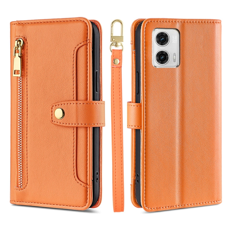 Custodia per telefono in pelle con portafoglio con cerniera a tracolla, For Motorola Moto G53 5G/G13 4G/G23 4G, For Motorola Moto G73 5G, For OPPO Reno8 T 5G/A1 Pro 5G, For Kyocera Android One S10