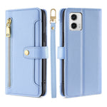 Custodia per telefono in pelle con portafoglio con cerniera a tracolla, For Motorola Moto G53 5G/G13 4G/G23 4G, For Motorola Moto G73 5G, For OPPO Reno8 T 5G/A1 Pro 5G, For Kyocera Android One S10