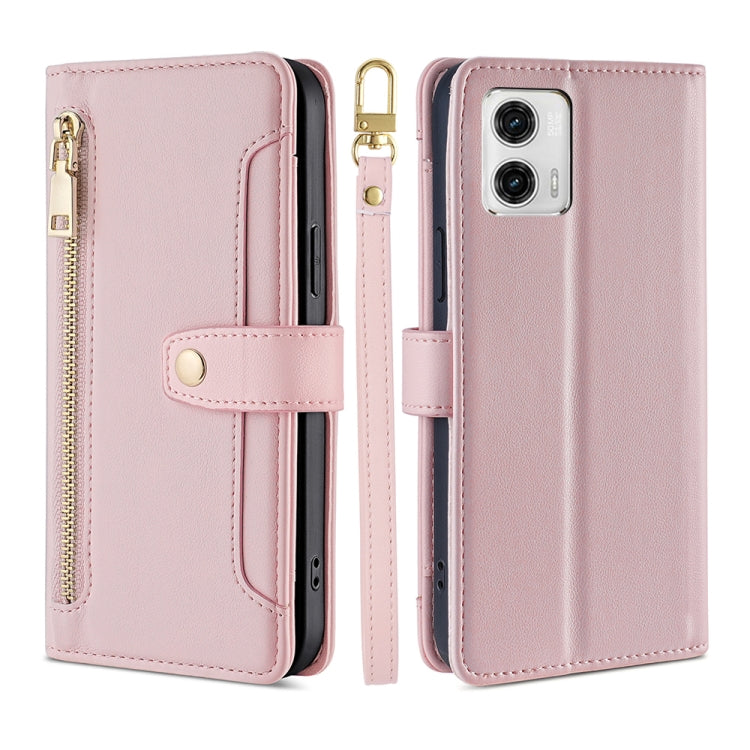 Custodia per telefono in pelle con portafoglio con cerniera a tracolla, For Motorola Moto G53 5G/G13 4G/G23 4G, For Motorola Moto G73 5G, For OPPO Reno8 T 5G/A1 Pro 5G, For Kyocera Android One S10