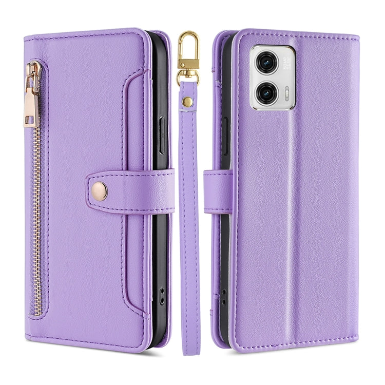 Custodia per telefono in pelle con portafoglio con cerniera a tracolla, For Motorola Moto G53 5G/G13 4G/G23 4G, For Motorola Moto G73 5G, For OPPO Reno8 T 5G/A1 Pro 5G, For Kyocera Android One S10