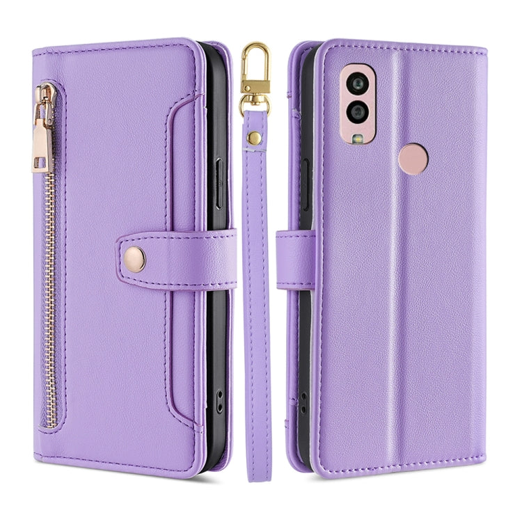 Custodia per telefono in pelle con portafoglio con cerniera a tracolla, For Motorola Moto G53 5G/G13 4G/G23 4G, For Motorola Moto G73 5G, For OPPO Reno8 T 5G/A1 Pro 5G, For Kyocera Android One S10