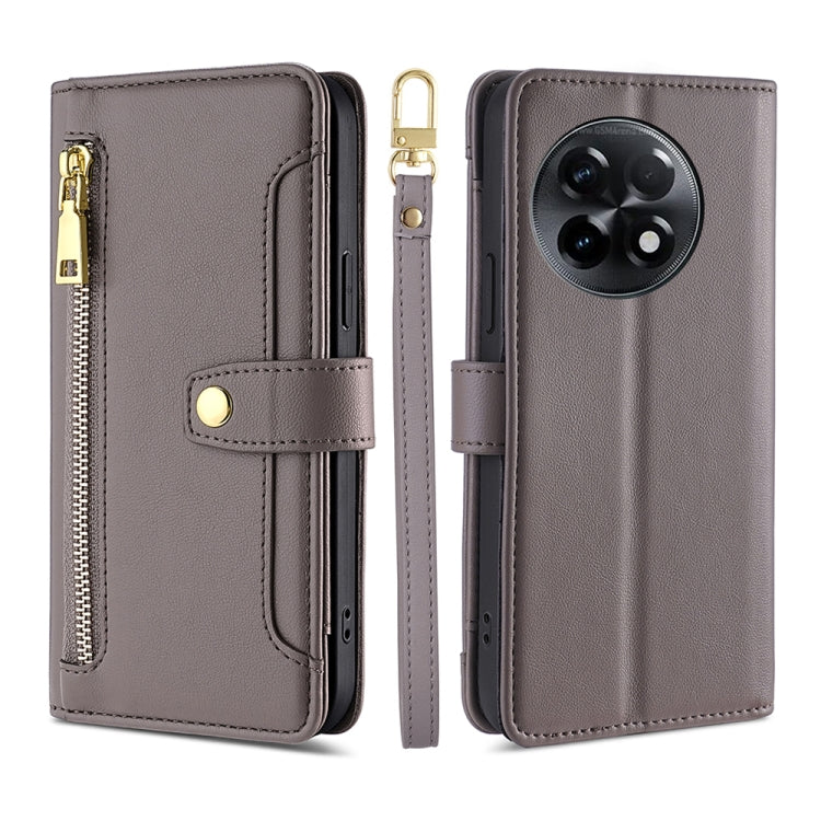 Custodia per telefono in pelle con portafoglio con cerniera a tracolla, For OnePlus Ace 2/11R