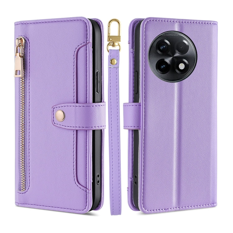 Custodia per telefono in pelle con portafoglio con cerniera a tracolla, For OnePlus Ace 2/11R