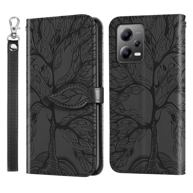Custodia per telefono in pelle con motivo in rilievo dell'albero della vita, For Xiaomi Poco X5, For Xiaomi Poco X5 Pro