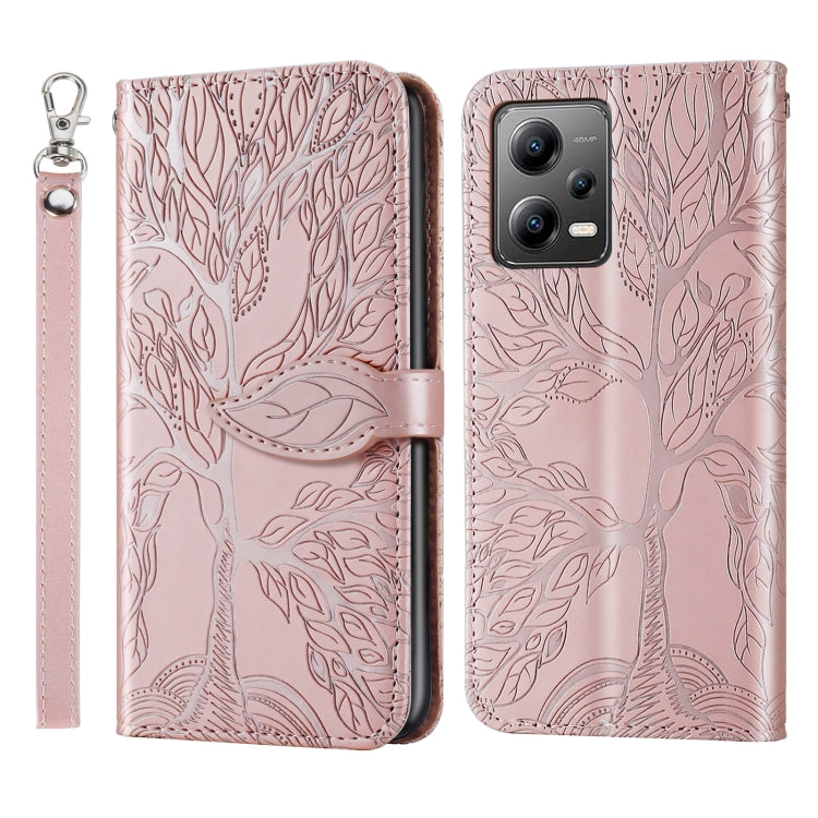 Custodia per telefono in pelle con motivo in rilievo dell'albero della vita, For Xiaomi Poco X5, For Xiaomi Poco X5 Pro