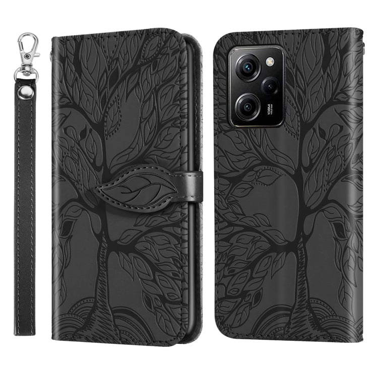 Custodia per telefono in pelle con motivo in rilievo dell'albero della vita, For Xiaomi Poco X5, For Xiaomi Poco X5 Pro
