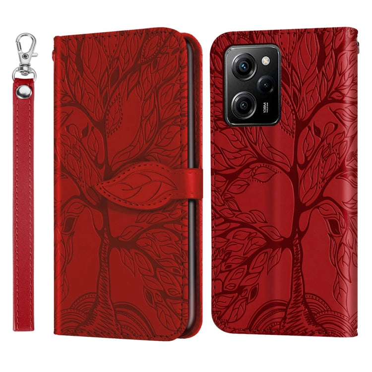 Custodia per telefono in pelle con motivo in rilievo dell'albero della vita, For Xiaomi Poco X5, For Xiaomi Poco X5 Pro