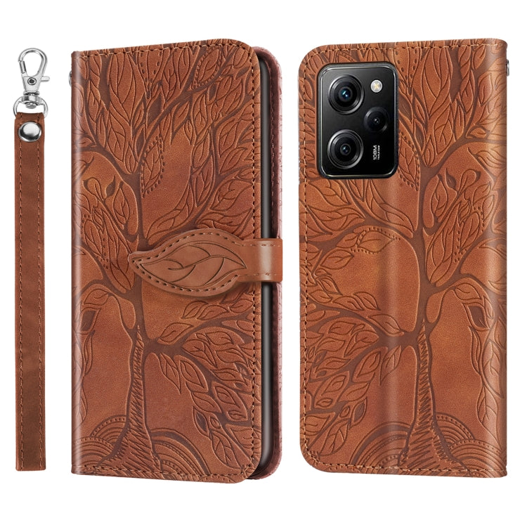 Custodia per telefono in pelle con motivo in rilievo dell'albero della vita, For Xiaomi Poco X5, For Xiaomi Poco X5 Pro