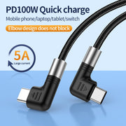 A9 Cavo dati a doppio gomito da USB-C/tipo-C a USB-C/tipo-C da 100 W, 0.5m, 1m, 2m, 3m
