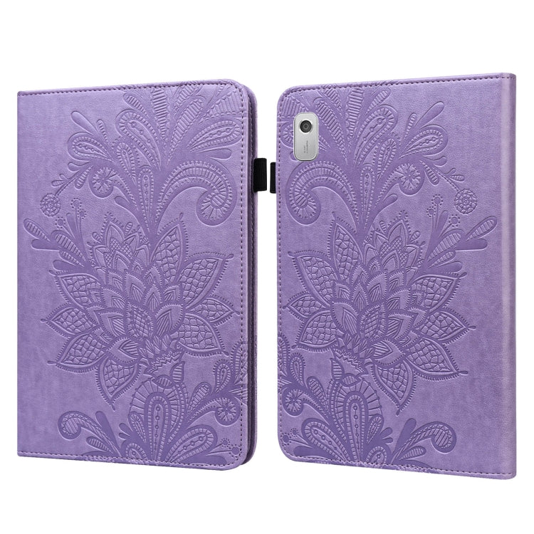 Custodia per tablet in pelle con motivo a fiore in pizzo, For Lenovo Tab M9