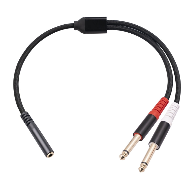 3717 3.5mm Female to 6.35mm 1/4 TS Male Stereo Audio Cable, Length: 30cm, 3.5mm F to 2 x 6.35mm M