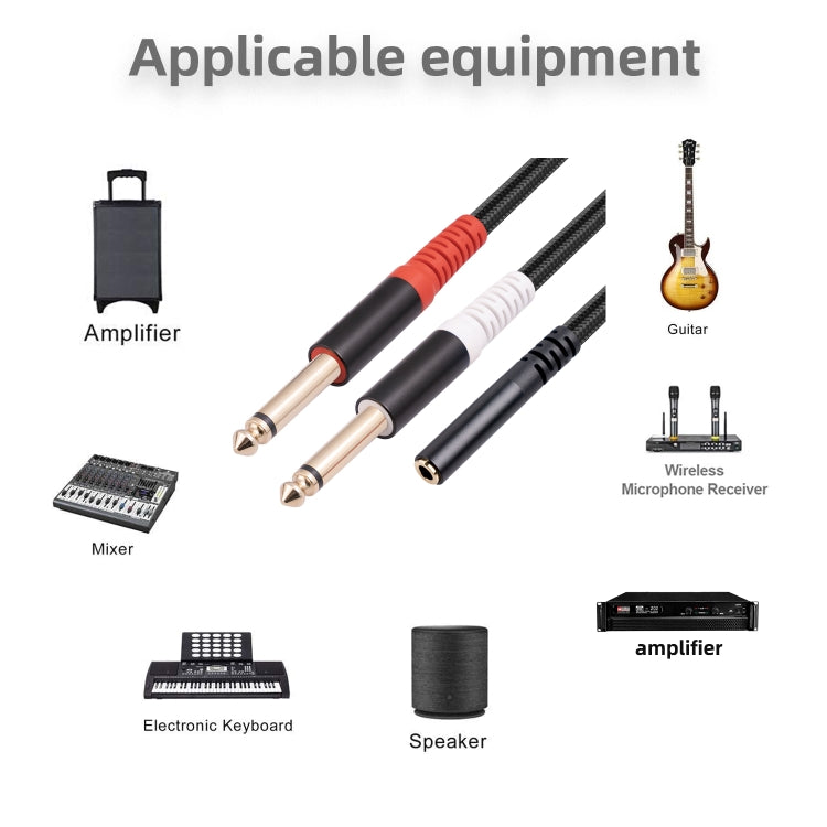 3717 3.5mm Female to 6.35mm 1/4 TS Male Stereo Audio Cable, Length: 30cm, 3.5mm F to 2 x 6.35mm M