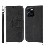 Custodia per telefono in pelle con portafoglio in rilievo con fiori al tatto, For Samsung Galaxy A34, For vivo Y15s 2021, For vivo Y77 5G, For vivo Y35 4G 2022
