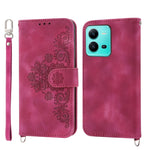 Custodia per telefono in pelle con portafoglio in rilievo con fiori al tatto, For vivo V25 5G, For vivo V21 2021