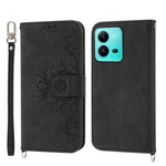 Custodia per telefono in pelle con portafoglio in rilievo con fiori al tatto, For vivo V25 5G, For vivo V21 2021