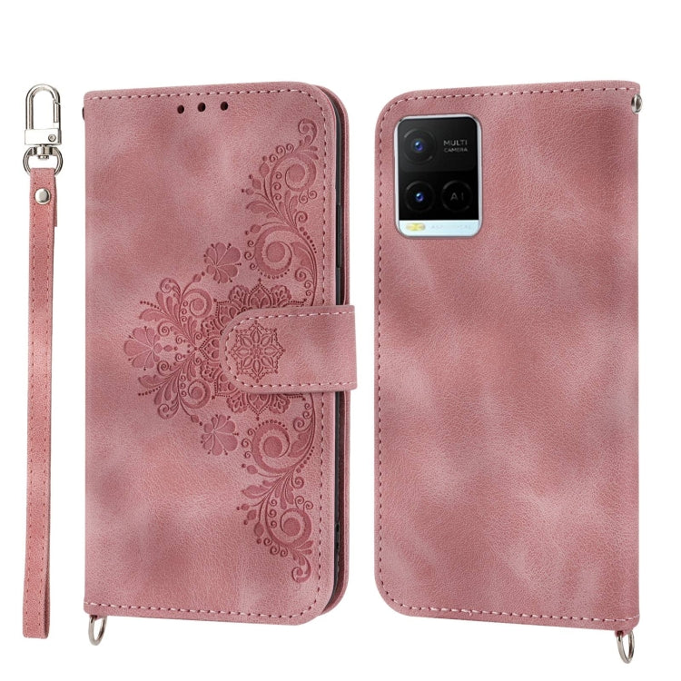 Custodia per telefono in pelle con portafoglio in rilievo con fiori al tatto, For vivo V25 5G, For vivo V21 2021