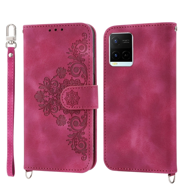 Custodia per telefono in pelle con portafoglio in rilievo con fiori al tatto, For vivo V25 5G, For vivo V21 2021