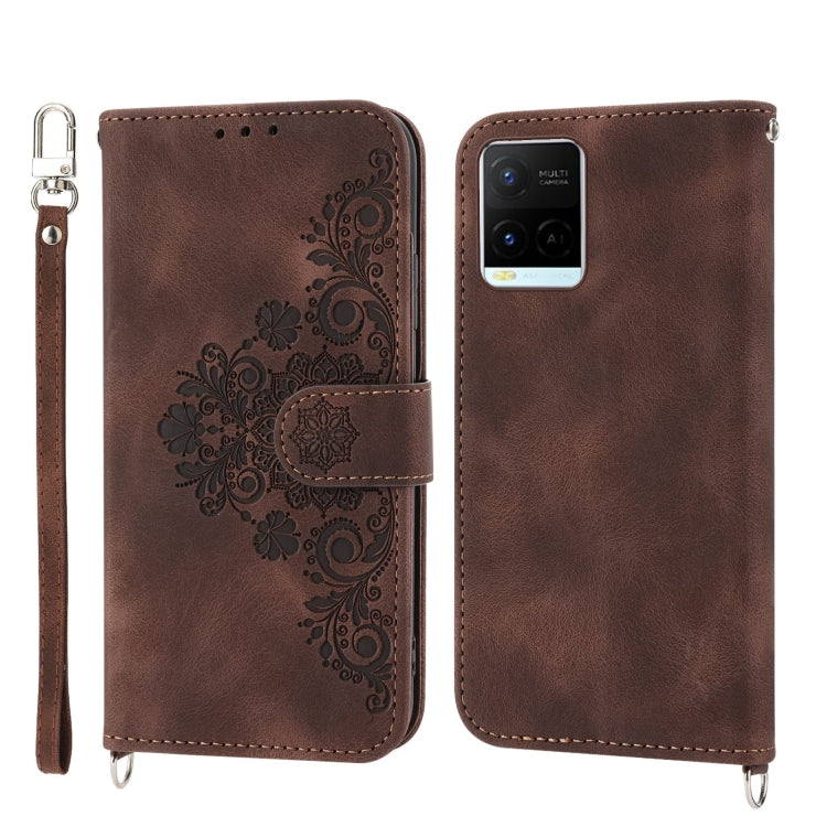 Custodia per telefono in pelle con portafoglio in rilievo con fiori al tatto, For vivo V25 5G, For vivo V21 2021
