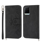 Custodia per telefono in pelle con portafoglio in rilievo con fiori al tatto, For vivo V25 5G, For vivo V21 2021